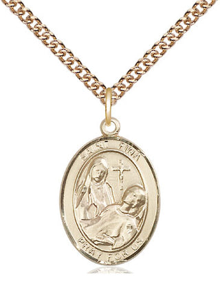 14kt Gold Saint Fina Medal Engraved Catholic Saint Jewelry