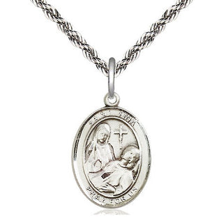 Sterling Silver Saint Fina Medal Religious Jewelry Engraved Catholic Saint Jewelry
