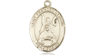 14kt Gold Saint Frances of Rome Medal Engraved Catholic Saint Jewelry