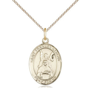 14kt Gold Saint Frances of Rome Medal Engraved Catholic Saint Jewelry