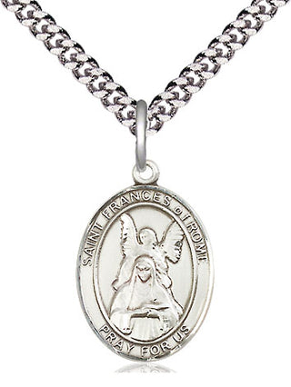 Pewter Saint Frances of Rome Medal Religious Jewelry Engraved Catholic Saint Jewelry