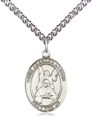 Sterling Silver Saint Frances of Rome Medal Religious Jewelry Engraved Catholic Saint Jewelry