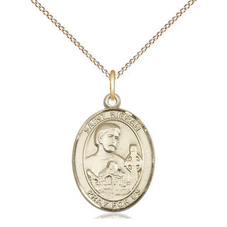 14kt Gold Saint Kieran Medal Engraved Catholic Saint Jewelry