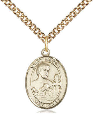 14kt Gold Saint Kieran Medal Engraved Catholic Saint Jewelry