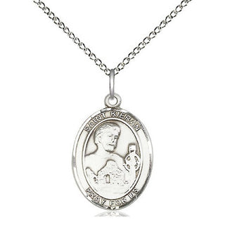 Sterling Silver Saint Kieran Medal Religious Jewelry Engraved Catholic Saint Jewelry