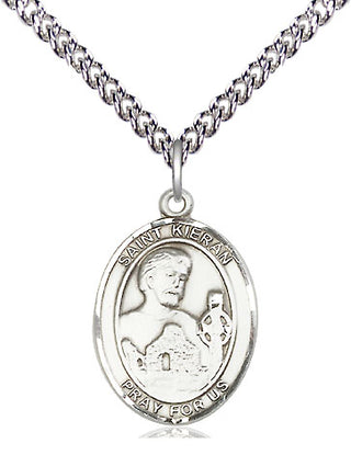 Sterling Silver Saint Kieran Medal Religious Jewelry Engraved Catholic Saint Jewelry