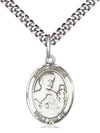 Sterling Silver Saint Kieran Medal Religious Jewelry Engraved Catholic Saint Jewelry