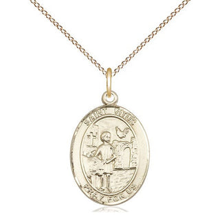 14kt Gold Saint Vitus Medal Engraved Catholic Saint Jewelry