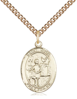 14kt Gold Saint Vitus Medal Engraved Catholic Saint Jewelry