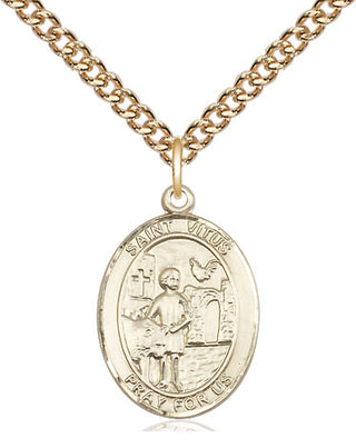 14kt Gold Saint Vitus Medal Engraved Catholic Saint Jewelry