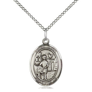 Sterling Silver Saint Vitus Medal Religious Jewelry Engraved Catholic Saint Jewelry