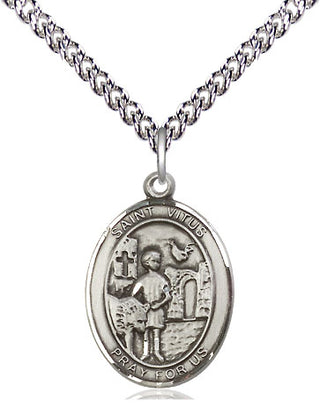 Sterling Silver Saint Vitus Medal Religious Jewelry Engraved Catholic Saint Jewelry
