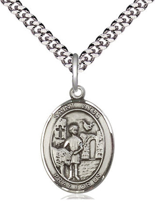 Sterling Silver Saint Vitus Medal Religious Jewelry Engraved Catholic Saint Jewelry