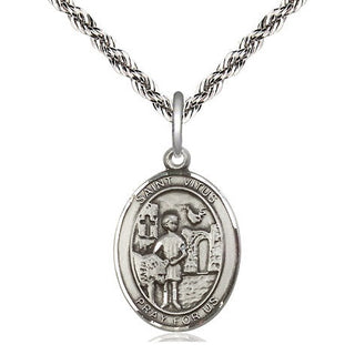 Sterling Silver Saint Vitus Medal Religious Jewelry Engraved Catholic Saint Jewelry