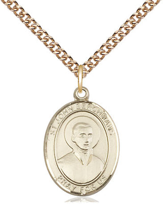 14kt Gold Saint John Berchmans Medal Engraved Catholic Saint Jewelry