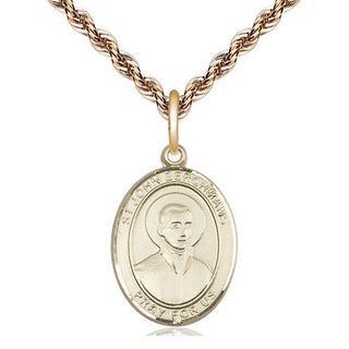 14kt Gold Saint John Berchmans Medal Engraved Catholic Saint Jewelry