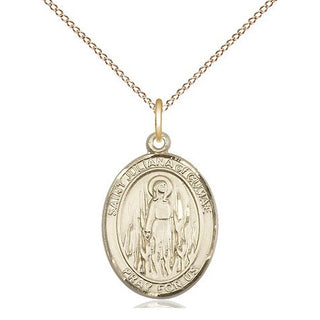 14kt Gold Saint Juliana Medal Engraved Catholic Saint Jewelry