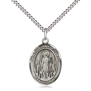 Pewter Saint Juliana Medal Religious Jewelry Engraved Catholic Saint Jewelry