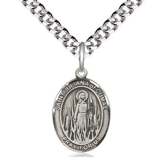 Pewter Saint Juliana Medal Religious Jewelry Engraved Catholic Saint Jewelry