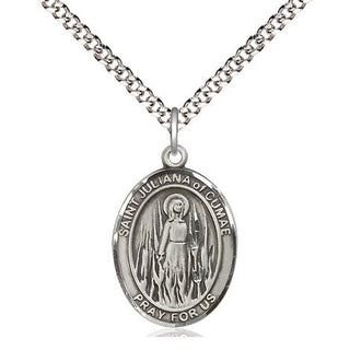 Pewter Saint Juliana Medal Religious Jewelry Engraved Catholic Saint Jewelry