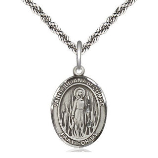 Sterling Silver Saint Juliana Medal Religious Jewelry Engraved Catholic Saint Jewelry
