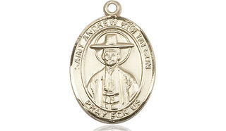 14kt Gold Filled Saint Andrew Kim Taegon Medal Engraved Catholic Saint Jewelry
