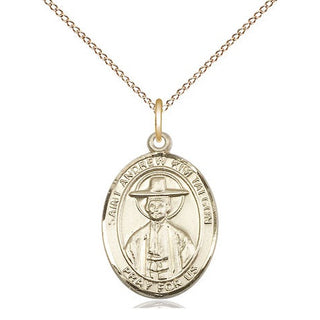 14kt Gold Filled Saint Andrew Kim Taegon Medal Religious Jewelry Engraved Catholic Saint Jewelry