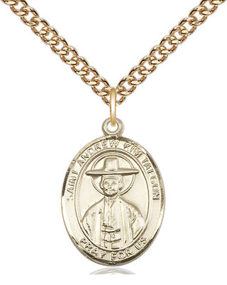 14kt Gold Filled Saint Andrew Kim Taegon Medal Religious Jewelry Engraved Catholic Saint Jewelry