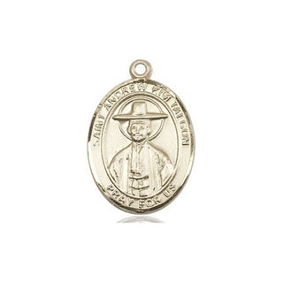 14kt Gold Saint Andrew Kim Taegon Medal Engraved Catholic Saint Jewelry