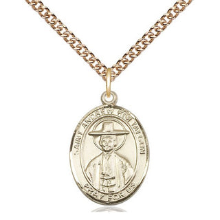 14kt Gold Saint Andrew Kim Taegon Medal Engraved Catholic Saint Jewelry