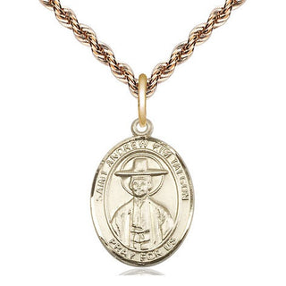 14kt Gold Saint Andrew Kim Taegon Medal Engraved Catholic Saint Jewelry