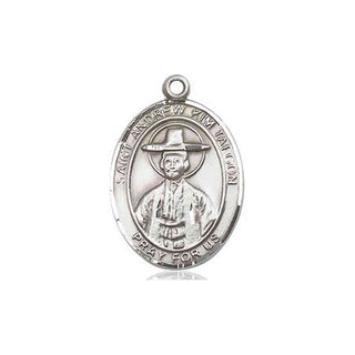Pewter Saint Andrew Kim Taegon Medal Engraved Catholic Saint Jewelry