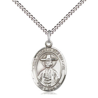 Pewter Saint Andrew Kim Taegon Medal Religious Jewelry Engraved Catholic Saint Jewelry