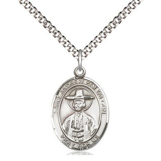 Pewter Saint Andrew Kim Taegon Medal Religious Jewelry Engraved Catholic Saint Jewelry