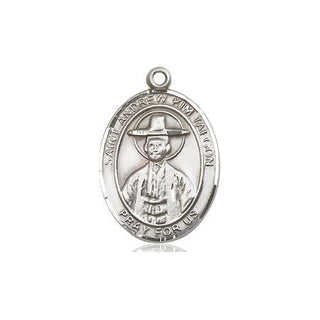 Sterling Silver Saint Andrew Kim Taegon Medal Religious Jewelry Engraved Catholic Saint Jewelry
