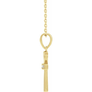 14K Yellow .03 CT Natural Diamond Ankh Cross 16-18" Necklace