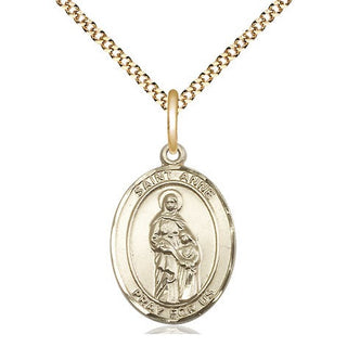 14kt Gold Filled Saint Anne Medal Religious Jewelry Engraved Catholic Saint Jewelry