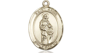 14kt Gold Saint Anne Medal Engraved Catholic Saint Jewelry
