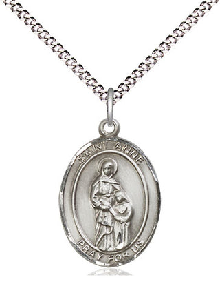Pewter Saint Anne Medal Religious Jewelry Engraved Catholic Saint Jewelry