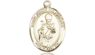 14kt Gold Filled Saint Simon Medal Engraved Catholic Saint Jewelry