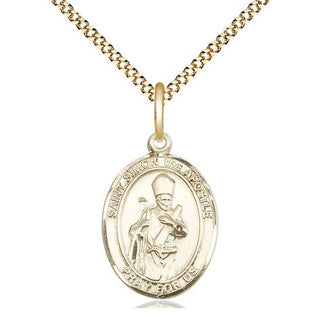 14kt Gold Filled Saint Simon Medal Religious Jewelry Engraved Catholic Saint Jewelry