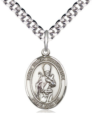 Pewter Saint Simon Medal Religious Jewelry Engraved Catholic Saint Jewelry