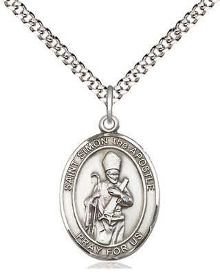 Pewter Saint Simon Medal Religious Jewelry Engraved Catholic Saint Jewelry