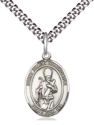 Pewter Saint Simon Medal Religious Jewelry Engraved Catholic Saint Jewelry