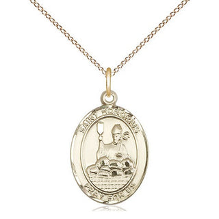 14kt Gold Saint Honorius Medal Engraved Catholic Saint Jewelry