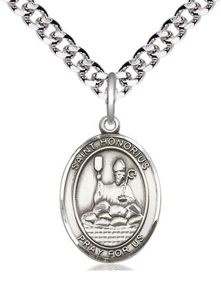 Pewter Saint Honorius Medal Religious Jewelry Engraved Catholic Saint Jewelry
