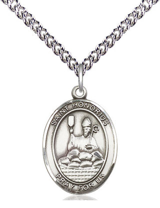 Sterling Silver Saint Honorius Medal Religious Jewelry Engraved Catholic Saint Jewelry