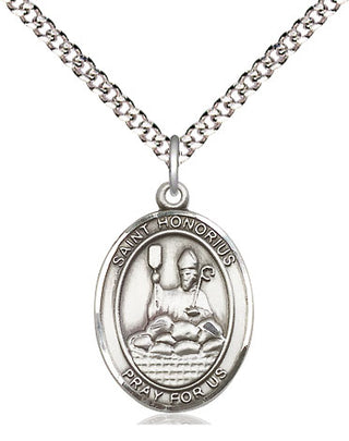 Sterling Silver Saint Honorius Medal Religious Jewelry Engraved Catholic Saint Jewelry