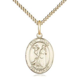 14kt Gold Filled Saint Rocco Medal Religious Jewelry Engraved Catholic Saint Jewelry