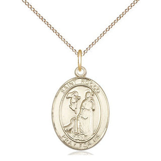 14kt Gold Filled Saint Rocco Medal Religious Jewelry Engraved Catholic Saint Jewelry